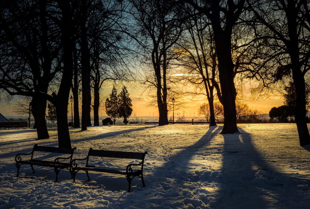 park sneh zapad slnka